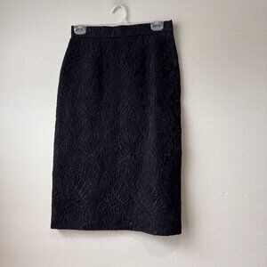 Louis Feraud Black‎ Floral Textured Pencil Skirt Womens Size 6